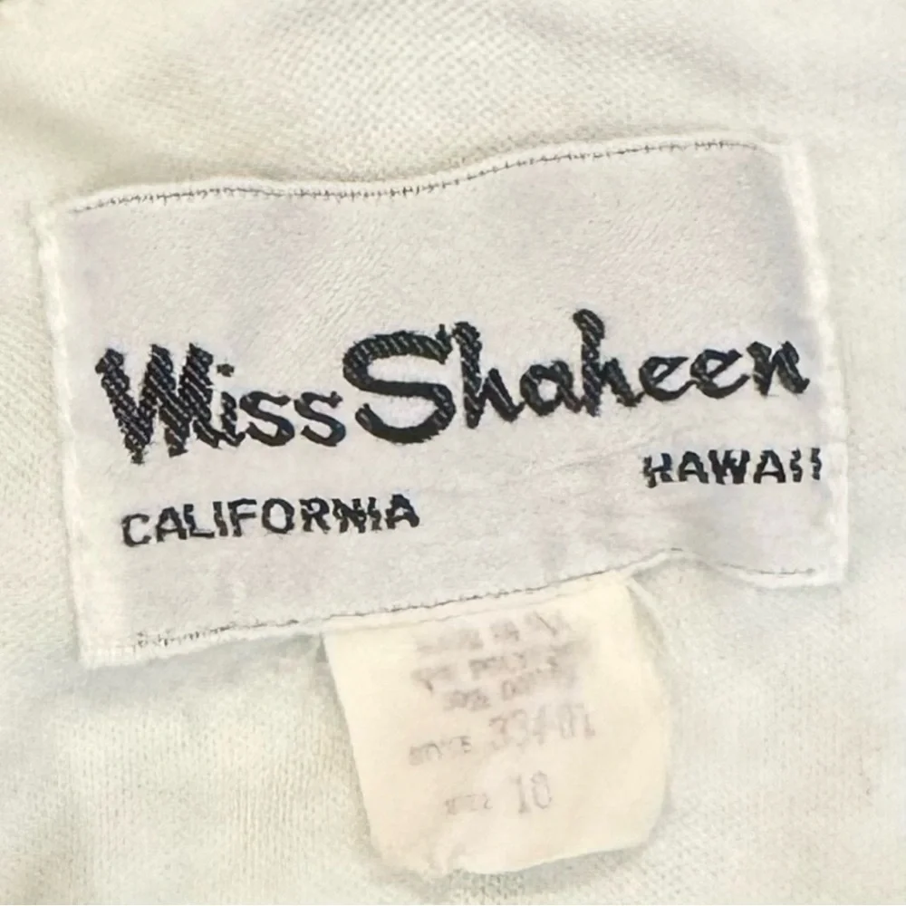Miss Shaheen Vintage Hawaiian Butterfly Print Green Maxi Dress Column Gown 10 - Picture 3 of 12